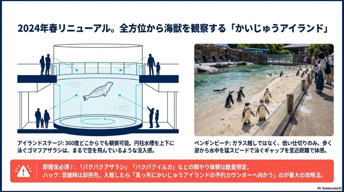 2024年春リニューアル。全方位から海獣を観察する「かいじゅうアイランド」