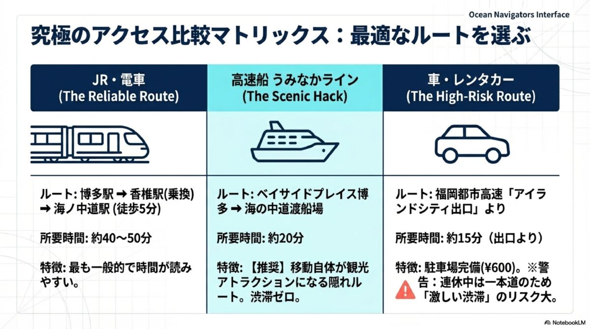 究極のアクセス比較マトリックス：最適なルートを選ぶ