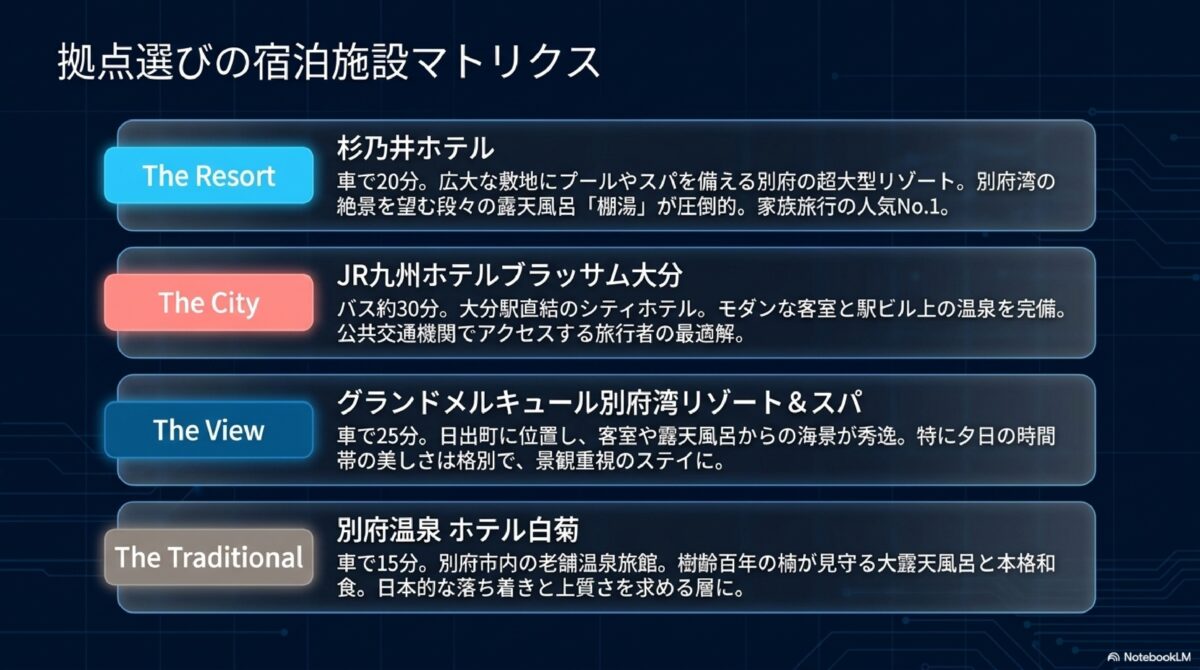 拠点選びの宿泊施設マトリクス