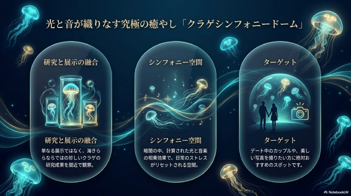光と音が織りなす究極の癒し「クラゲシンフォニードーム」