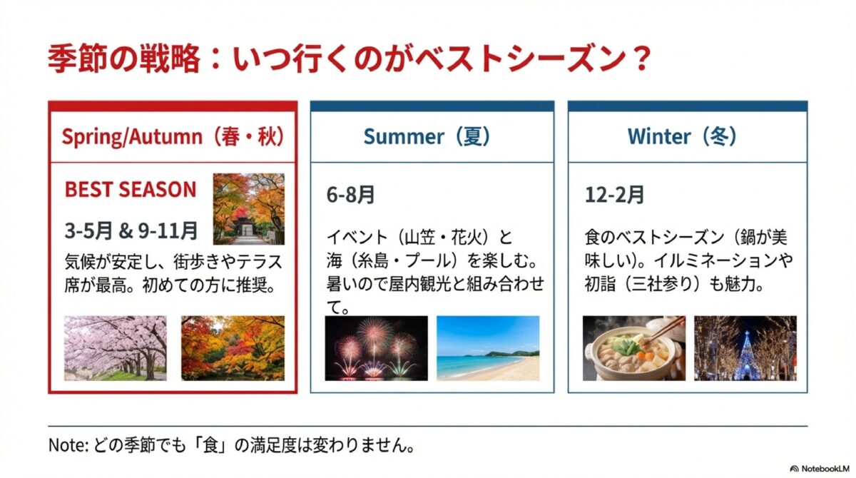 季節の戦略：いつ行くのがベストシーズン？