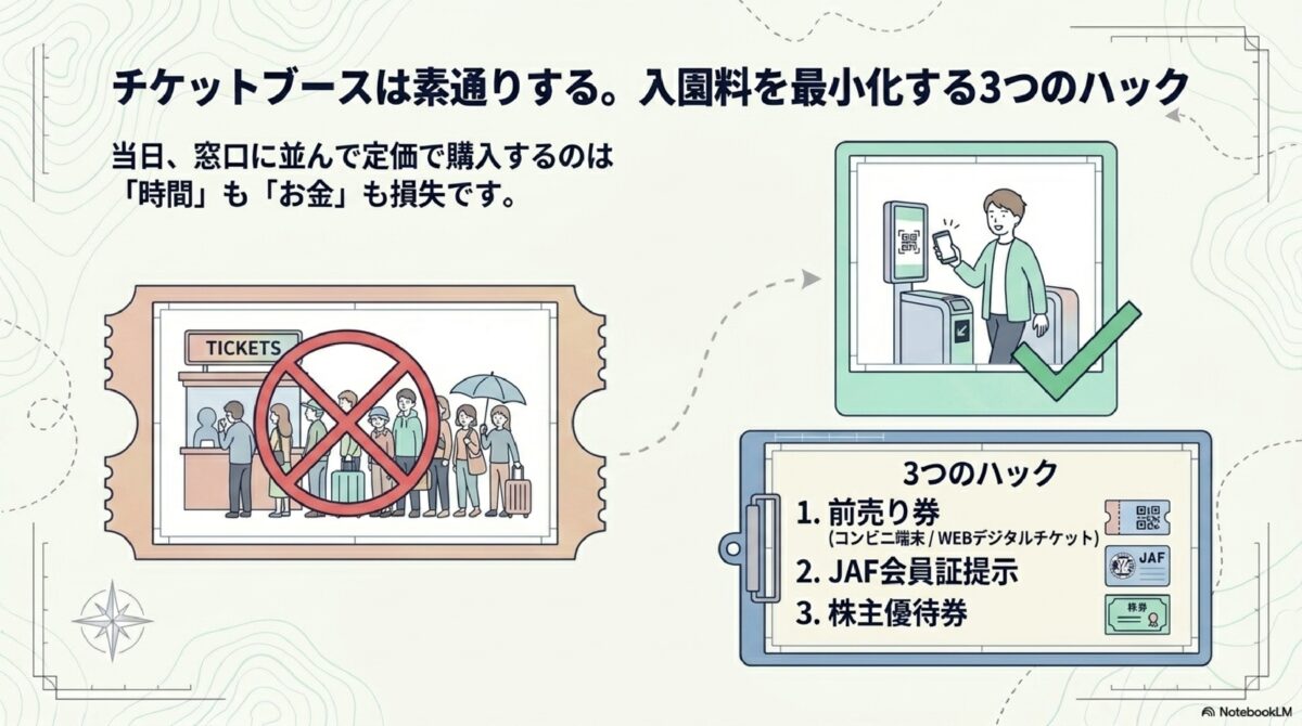 チケットブースは素通りする。入園料を最小化する3つのハック