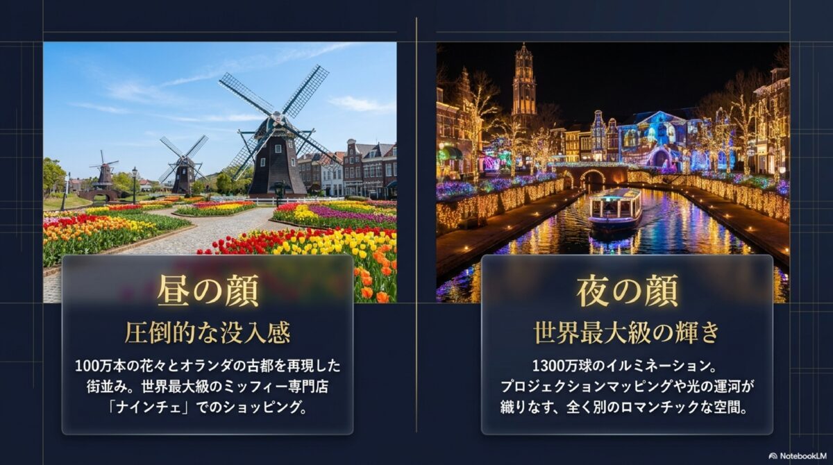 ハウステンボスの昼の顔･夜の顔