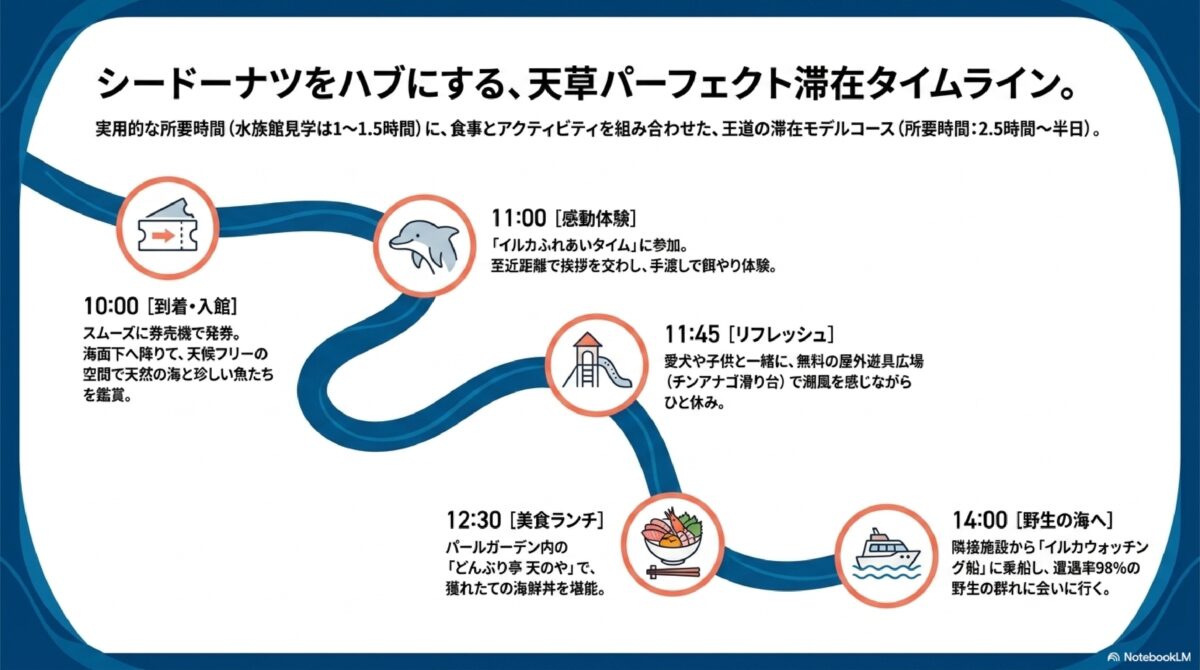 シードーナツをハブにする、天草パーフェクト滞在タイムライン