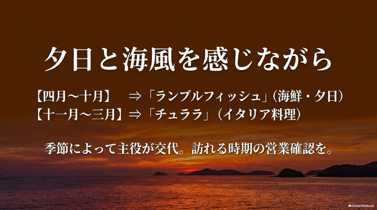 ブセナテラスのランブルフィッシュとチュララの季節営業比較