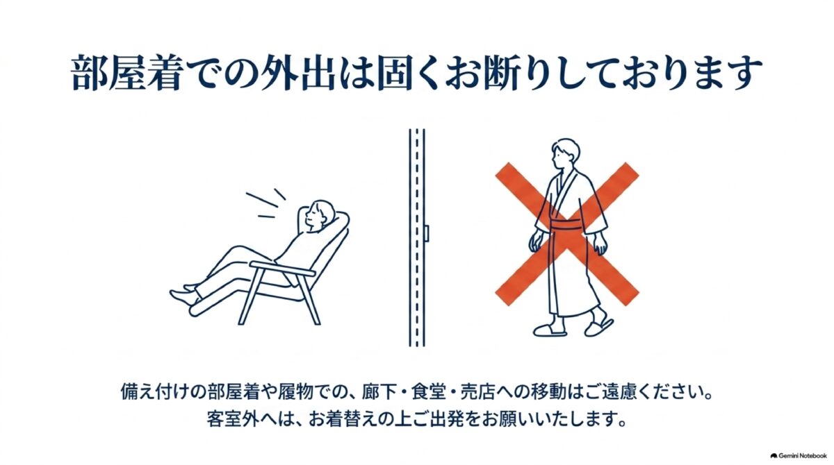 ブセナテラスのリラックスウェアで館内移動できないルール